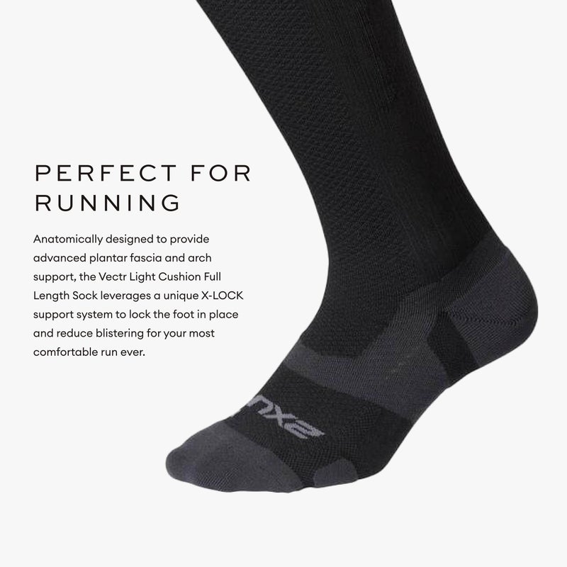 2XU Vectr Full Length Sock, Black/Titanium, L1 - Image 2